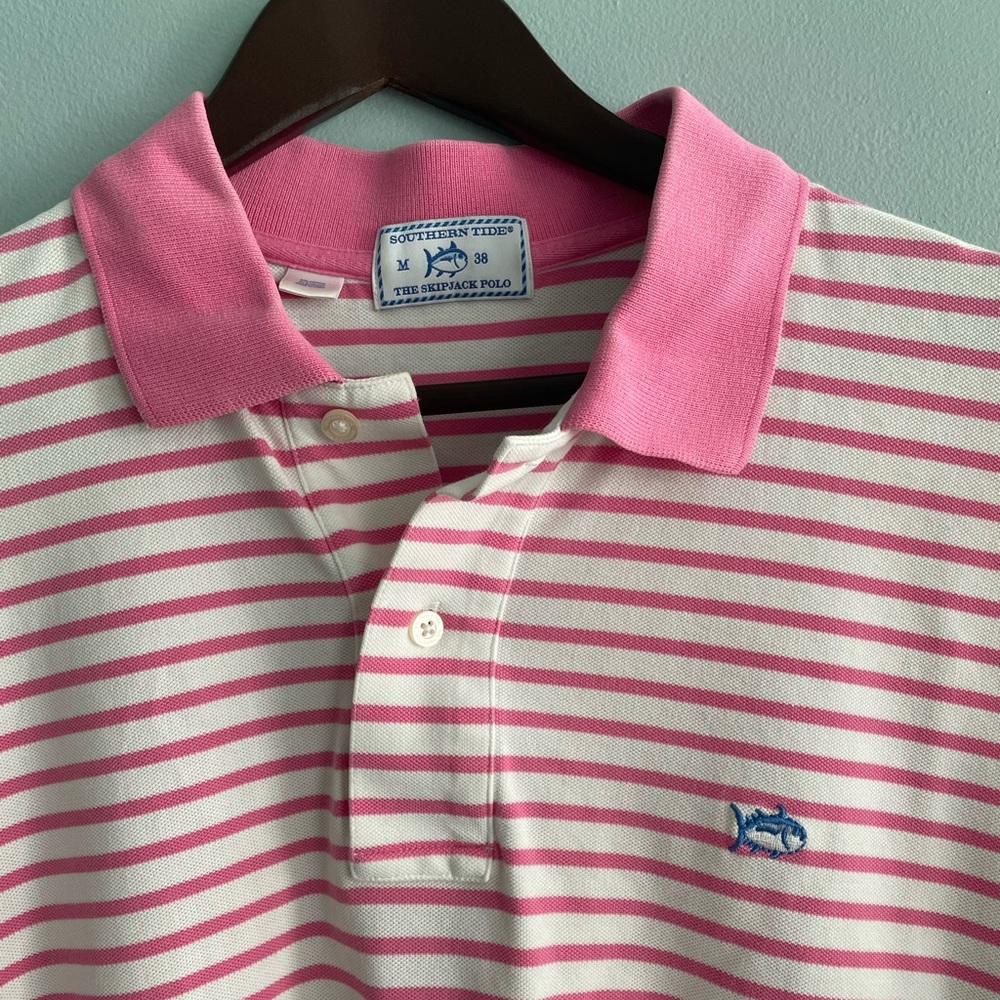 Pink Striped Southern Tide Polo size Medium